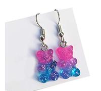 1 Pair Cartoon Candy Bear Pendant Earrings Colorful Resin Earrings Drop Danglers CharmsFashion Lovely Girls Silver For Women