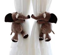 1 Pair Cartoon Curtain Tiebacks Drapery Holdbacks Cute Plush Animal Elastic Button Curtain Clip Buckle for Living Room Bedroom Nursery Room (Elephant)