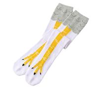 1 Pair Chicken Leg Socks for Women Men, Funny Chicken Feet Over the Knee High Stockings, Novelty 3D Animal Paw Printed Crazy Socks, Fun Gifts for Halloween, Cosplay, Hen Party and Christmas (White)