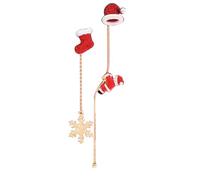 1 Pair Christmas Hat Socks Long Tassels Earrings Women Snowflake Asymmetric Santa Earrings Trend Elegant Jewelry Asymmetric Santa For Women