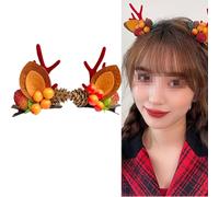 1 Pair Christmas Reindeer Antlers Hair Clips Cute Red Antlers Ears Hair Pins with Pinecone Berry Xmas Party Hair Accessories for Women Girls