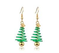 1 Pair Christmas Tree Earrings for Women, Christmas Earrings Dangle Festive Xmas Themed Jewelry Gifts Piercing Dangle Star Spiral Christmas Tree Earrings for Girls Women, Dress up Party