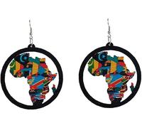 1 Pair Classic Wood Africa Map Earrings Wooden Map Pendant Ear Drop Ear Jewelry Gift for Women Girls Practical design and Durable.