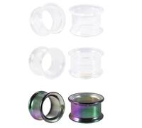 1 Pair Clear AB Iridescent Glass Double Flared Ear Gauges Plugs 6-25mm - Hollow Tunnels for Ear Stretching Jewelry(AB color,25mm)