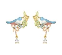 1 Pair Comfortable Hand Painted Bird Earrings Geometric Design Metal Texture Modern Dangle Earrings for Women Daily Wear Hand Painted Floral