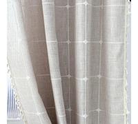 1 Pair Cotton Linen Boho Curtains with Tassel, Semi-Blackout Farmhouse Curtains for Bedroom Living Room (Beige,2 PCS 54" W x 84"D)