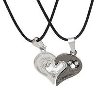 1 Pair Couple Necklace Stylish Personality Carved Letter I Love You Simple Tiny Crystal Inlaid Durability and fashion