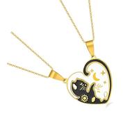 1 Pair Couple Pendant Necklaces Can Worn Together or Alone with Black and White Charm Metal for Elegant Couple Necklace