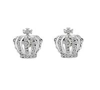 1 Pair Crown Cufflinks Men Women Classic Crystal Rhinestone Shirts Business Cuff-link Gifts Bling Cuff Links-XK1045-silvery