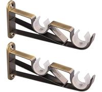 1 Pair Curtain Pole Bracket Double Curtain Rod Holder for Heavy Duty Double Curtain Rod 0.71" - 1.1" (18mm-28mm)