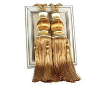 1 Pair Curtain Tiebacks Holdbacks Clip Binding Rope Tie Backs Handmade Tassel Tiebacks Home Window Decorative (Gold)
