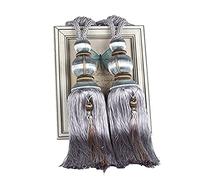 1 Pair Curtain Tiebacks Holdbacks Clip Binding Rope Tie Backs Handmade Tassel Tiebacks Home Window Decorative (Grey)
