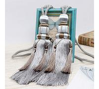 1 Pair Curtain Tiebacks Holdbacks Clip Binding Rope Tie Backs Handmade Tassel Tiebacks Home Window Decorative (Grey2)