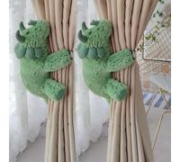 1 Pair Cute Curtain Tiebacks Cartoon Animal Dinosaur/Crocodile Decorative Holdback for Bedroom Window Treatment (Green dinosaur)