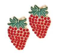 1 Pair Cute Strawberry Earrings with Oil Drop Pendant Summer Jewelry Accessories for Elegant Birthday Celebrations Glamorous Rhinestone Studs for Touch of Countryside Beauty