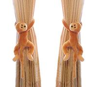 1 Pair Cutest Monkey Curtain Tiebacks Set Soft Plush Animal Curtain Holdback Clips Hooks Bedroom Decorative Window Curtain Tie Backs Jungle Bedroom Accessories Home Decor