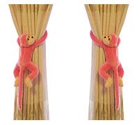 1 Pair Cutest Monkey Curtain Tiebacks Set Soft Plush Animal Curtain Holdback Clips Hooks Children Nursery Bedroom Decorative Window Curtain Tie Backs Baby Jungle Bedroom Accessories Home Decor (Pink)