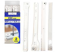 1 Pair Drawer Runners 250mm H 20 x 0,8 mm White | Draw Runners Replacement Have a Partial Extension of 183 mm - Warranty 10 Years - MONTERAL