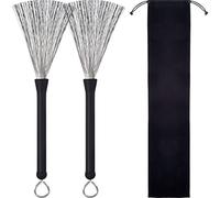1 Pair Drum Brushes Retractable Wire Brushes Drums Drum Sticks Brush with Comfortable Rubber Handles