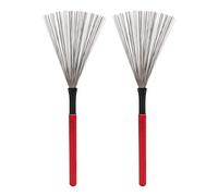 1 Pair Drum Brushes Wood Drum Sticks Drum Wire Brushes with Comfortable Rubber Handles for Drummer Playing Beginner Students Kids Adults(Red)