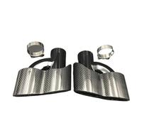 1 Pair Dual Outlet H Type Glossy Black Exhaust Tip Glossy Carbon Fiber Exhaust Tip Compatible With Audi Compatible With BMW(70MM IN-180MM OUT)