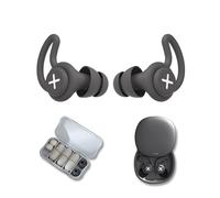 1 Pair Ear Plugs, Reusable Silicone Sleep Earplugs with 40dB Noise Reduction - 5 Pairs of Replaceable Ear Tips (Silicone, Sponge), Washable, Comfort Fit for Sleeping, Travel & Studying (Black)