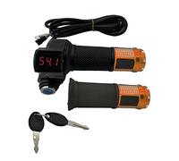 1 Pair EBike Throttle Grip, Universal Electric Bicycle Scooter Twist Handlebar with LCD Battery Voltage Display Key Knock, 12V-84V Electric Bike Throttle Grip for Motorbike Motorcycle E-Bike