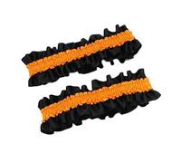 1 Pair Elastic Garters for Bride, Ruffle Garter Bride Accessories, Satin Garter as Wedding Gift, Engagement, Party, Wedding Decoration, Bridal Shower, 4 x 12 cm, Black Orange