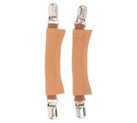 1 Pair Elastic Heel Strap with Duckbill Clip for Clogs Light Brown | Detachable back band, PU and metal construction, non slip stability for scenic walking, barefoot wear at home