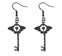 1 Pair Elegant Heart Key Wing Acrylic Earrings Cosplay Earrings Heart Drop Earrings Suitable for Various Occasions