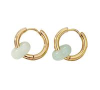 1 Pair Elegant Natural Stone Beads Earrings Stainless Steel Ear Hooks Multicoloured Women Men Married Couples Jewellery Gift Stainless Steel Hooks, one size, As described