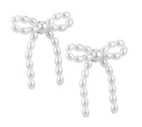 1 Pair Elegant Pearl Bow Drop Earrings for Women Aesthetic Costume Jewelry Lightweight Dangle Design for Everyday Wear and Special Occasions Sweet present for Mother Day and