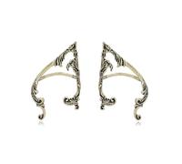 1 Pair Elven Ear Cuffs Wrap Earring Vintage Elf Clip on Cartilage Climber Crawler Earrings for Women Retro Statement Costume Cosplay Accessories Jewelry (Gold)