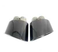 1 Pair Exhaust Tip Compatible With Audi RS3 RS4 RS5 RS6 Double Inlet Exhaust Tip Stainless Steel Car Muffler Tip(Black)