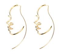 1 Pair Face Abstract Earrings Irregular Geometric Hoop Statement Ear Studs Face Drop Earrings Ear Jewelry for Women Girls Golden