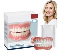 1 Pair False Teeth Set,Clip In Veneers Teeth Top and Bottom,Snap On Veneers Teeth,Adjustable Snap-On Dentures,Fake Teeth Covers,Temporary Dentures for Missing Teeth,Easy to Use&Comfortable to Use