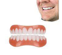 1 Pair False Teeth Veneers Temporary Dentures Silicone Top and Bottom, Whitening Artificial Teeth Comfort Fit Flex Cosmetic Veneers Denture for Women and Men Instant Perfect Smile