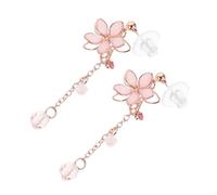 1 Pair Fashion Drip Oil Earrings Delicate Resin Ear Pendant for Women Stylish Pink Floral Design Accessory for Casual Formal Wear Great Present for