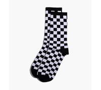 1 Pair Fashion Harajuku Checkerboard Socks,Geometric Cotton Hip Hop Socks for Girls and Unisex,Skateboard Streetwear, Trendy Crew (Black/White Print, Comfort Fit)