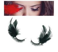 1 Pair Feather Flase Lashes Solid Color Natural Wispy Eyelashes Reusable Eye Lashes for Women Girls Party Cosplay Black