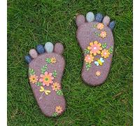 1 Pair Feet Modeling Stepping Outdoor Stones,Colorful Lawns/Flower Beds/Backyards Walkway Path Stone(Dark Brown)