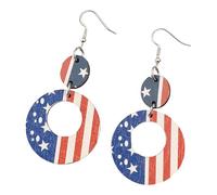 1 Pair Festival Star And Hoop Earrings Featuring Star Vintage Drop Earrings Wood Texture For Independence Day Event Casual Wear