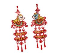 1 Pair Flocking Fabric Embroidered Horse Hanging Ornaments for Chinese New Year Symbolizing Success and Good Fortunes Spring Festives Decors