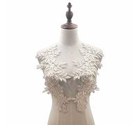 1 Pair Flower Lace Sewing Appliqué Collar Appliqué, Lace Appliqué Flower Embroidery Patch DIY Craft Neckline Sewing Embroidery Patches Accessories for Cheongsam Clothing Dress, Gold