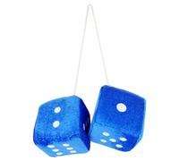 1 Pair Fluffy Dice For Car, Car Hanging Furry Dice, Personalised Car Accessories, Lucky Fluffy Dice for Car, Home, and Office Decoration (Blue, 7 * 7CM)