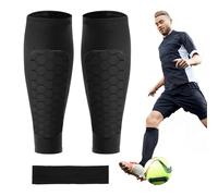 1 Pair Football Shin Guards Sleeves,Shin Pad Sleeve with Black Headband, Protective Shin Guards, Durable Comfortable Protection, Antislip Collision Avoidance Protector for Football Cycling Running