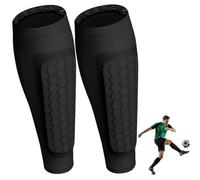 1 Pair Football Shin Pads, Impact Protection Compression Sleeves, Multi-Sport Leg Guards, Impact Protection Shin Pads Guard for Football Rugby Basketball Tennis (Black)