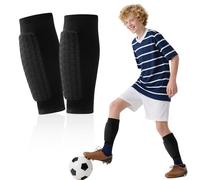 1 Pair Football Shin Pads, Shin Pad Sleeves Breathable Lightweight with Anti-Slip Strips Collision Avoidance for Boys Girls Kids to Protect the Calves (Black, S)