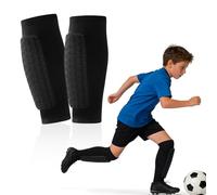 1 Pair Football Shin Pads, Shin Pad Sleeves Breathable Lightweight with Anti-Slip Strips Collision Avoidance for Boys Girls Kids to Protect the Calves (Black, XS)