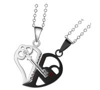 1 Pair for Love Matching Couples Promise Soulmate Your Stitching Girlfriend Heart Valentine present Relationship Necklace Stainless Steel